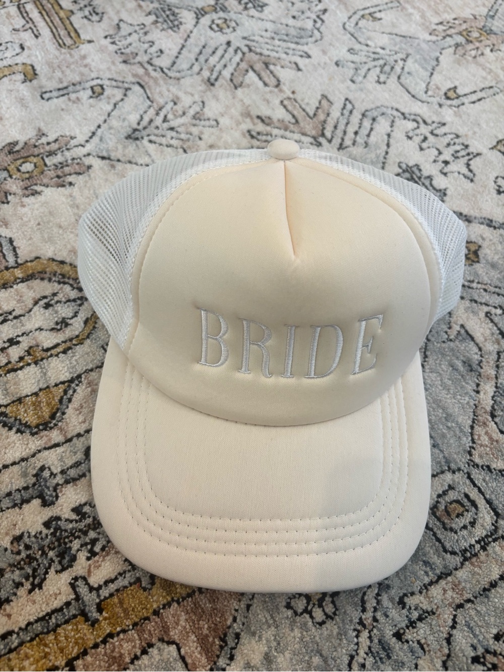 Bride Embroidered Trucker Hat - Cream new
